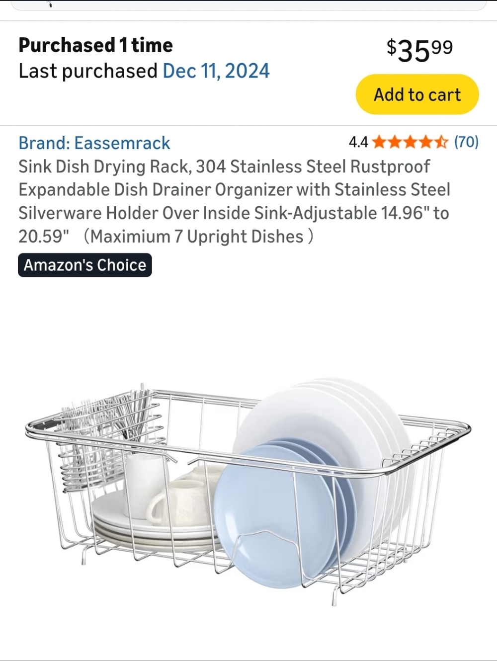 Stainless Steel Expandable Sink Dish Drying Rack - Picture 3 of 7